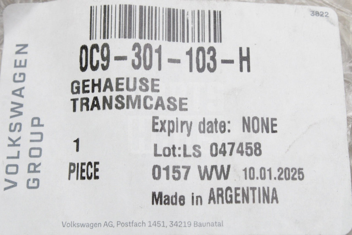 VW Audi Skoda SEAT MQ281 6 speed manual transmission housing 0C9301103H