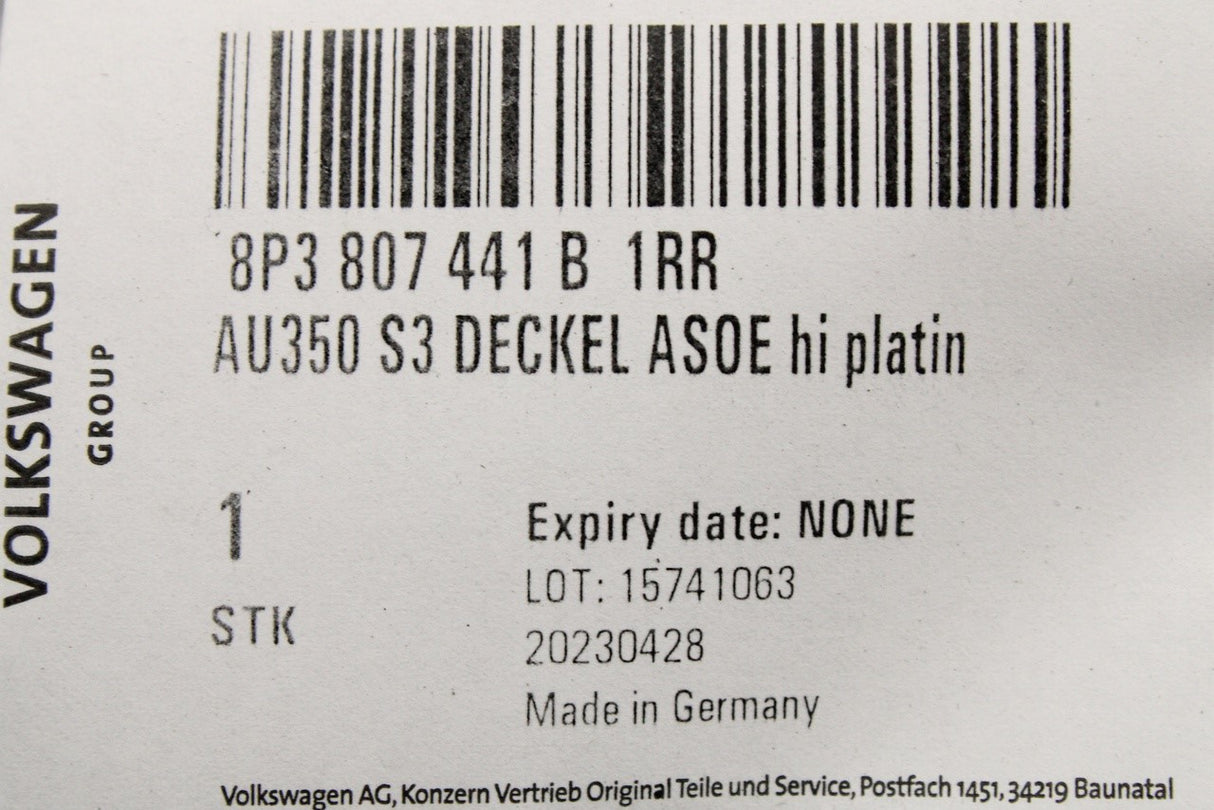 Audi S3 8P 2004-2008 3-door towing eye cover (rear) 8P3807441B 1RR