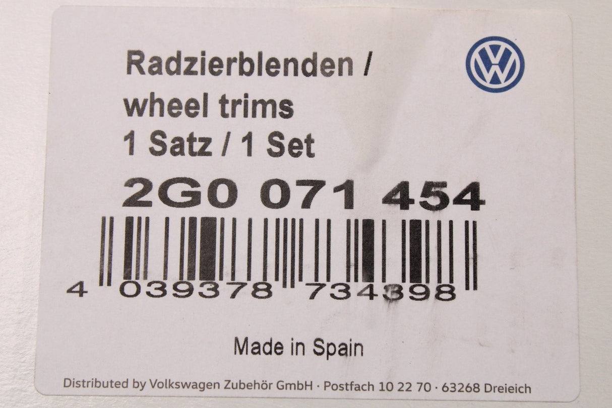 VW Polo AW 2018-on 14" accessory wheel trim hub caps set (x4) 2G0071454