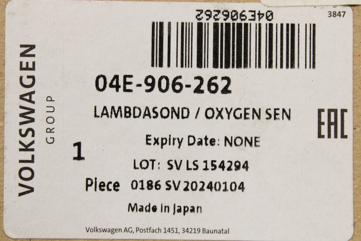 VW Golf MK7 Audi A3 8V Skoda SEAT 1.2 1.4 TSI lambda sensor 04E906262