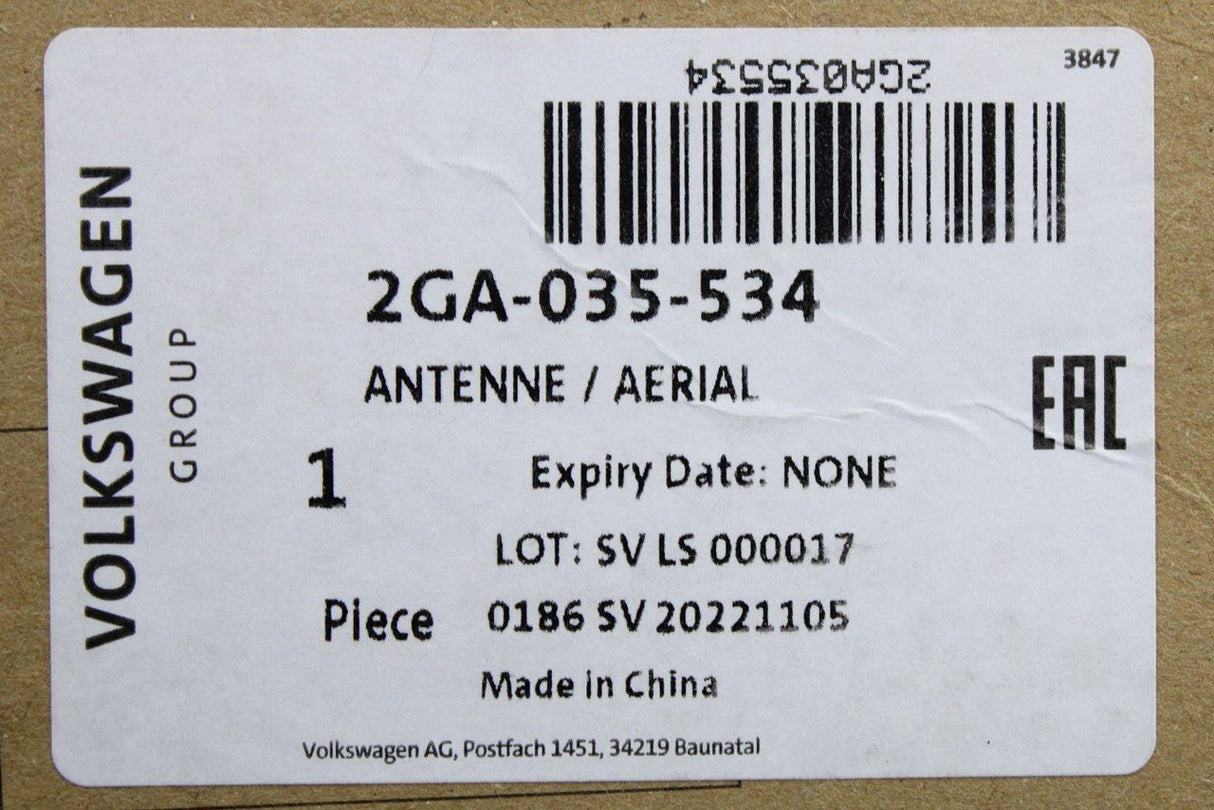 VW Touareg T-Roc 2018-on GSM aerial antenna 2GA035534