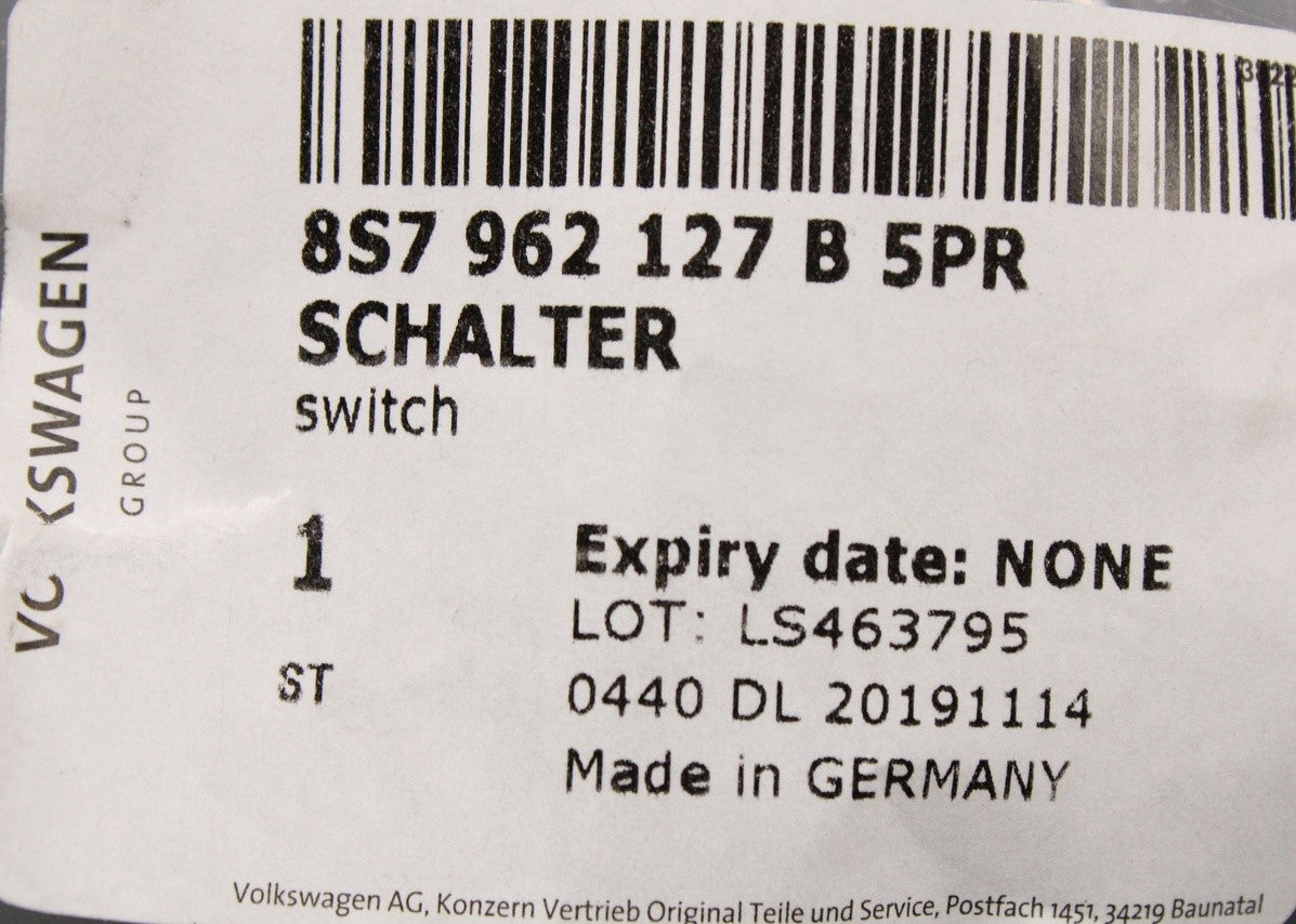 Audi TT TTS TTRS Roadster 15-on windbreak control switch 8S7962127B 5PR