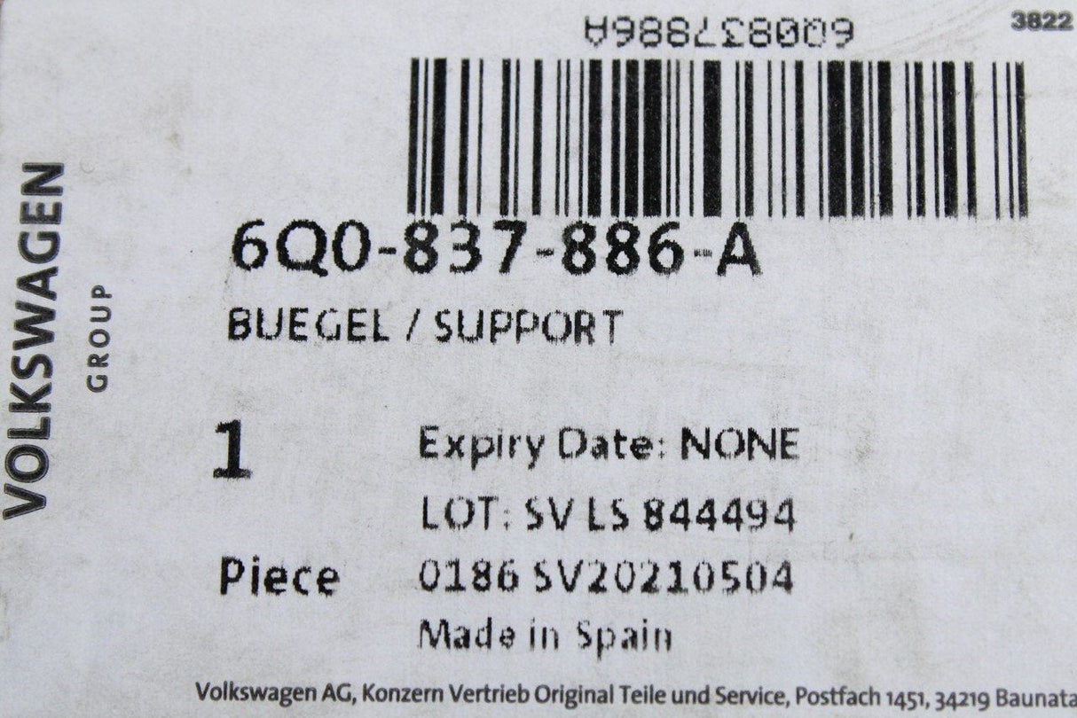 VW Polo 9N 9N3 SEAT Leon door handle support (front right) 6Q0837886A