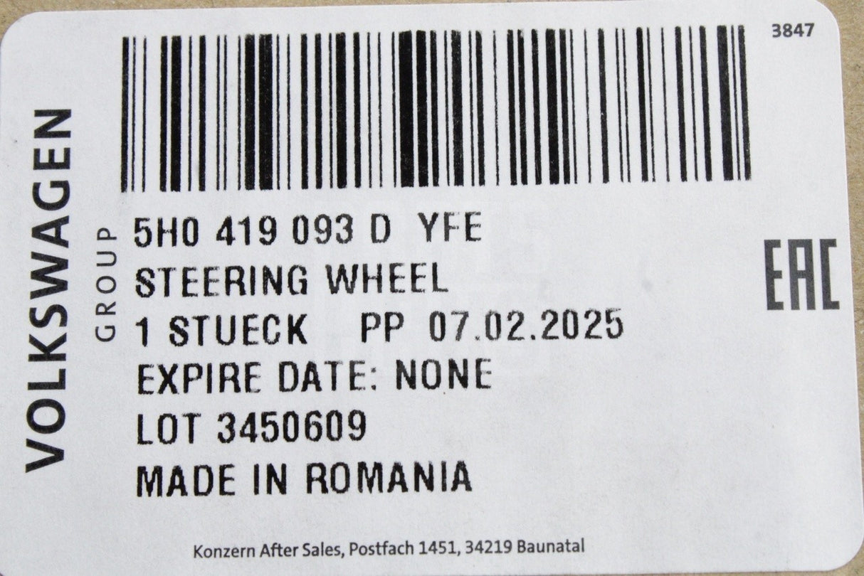 VW Golf GTI MK8 2020-on leather steering wheel 5H0419093D YFE
