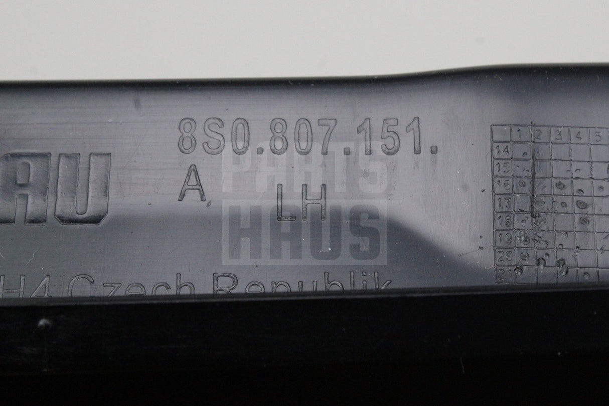 Audi TT 2015-24 S-Line front bumper end cap trim (left) 8S0807151A 9B9
