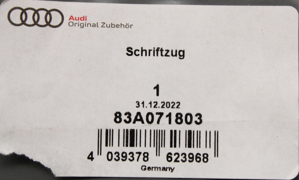 Audi Q3 2019-on rear boot lid lettering badge (gloss black) 83A071803