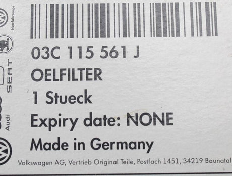 VW Audi Skoda SEAT 1.2 1.4 TSI TFSI oil filter 03C115561J
