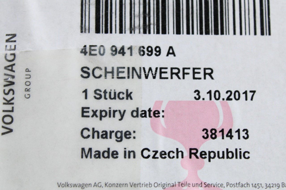 Audi A8 S8 front halogen fog lamp (left) 4E0941699A