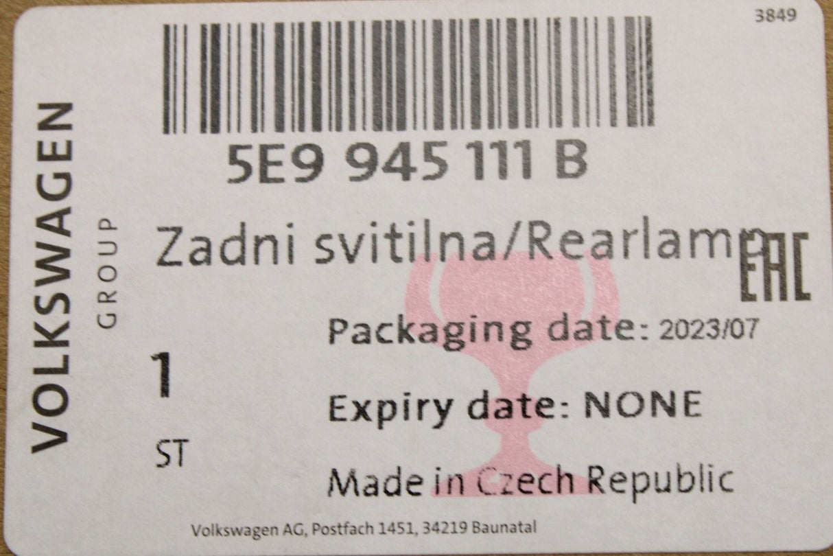 Skoda Octavia Estate 5E 2018-2021 rear tail light (left) 5E9945111B