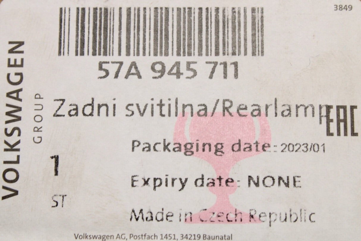 Skoda Karoq 2018-on tail light (rear outer left) 57A945711