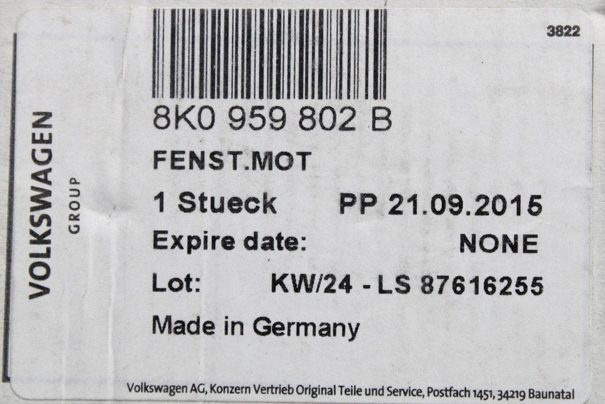 VW Audi SEAT window regulator motor (front right) 8K0959802B