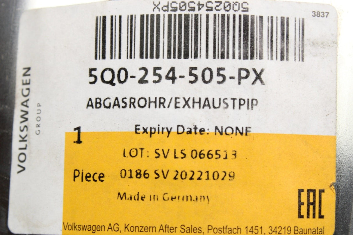 VW Audi Skoda SEAT 1.5 TSI exhaust pipe catalytic converter 5Q0254505PX