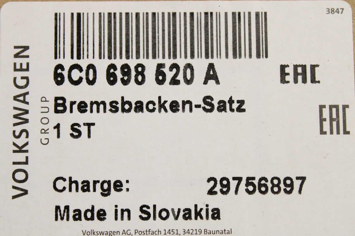 VW Polo 6R 6C Up! Skoda SEAT rear brake shoes set 6C0698520A