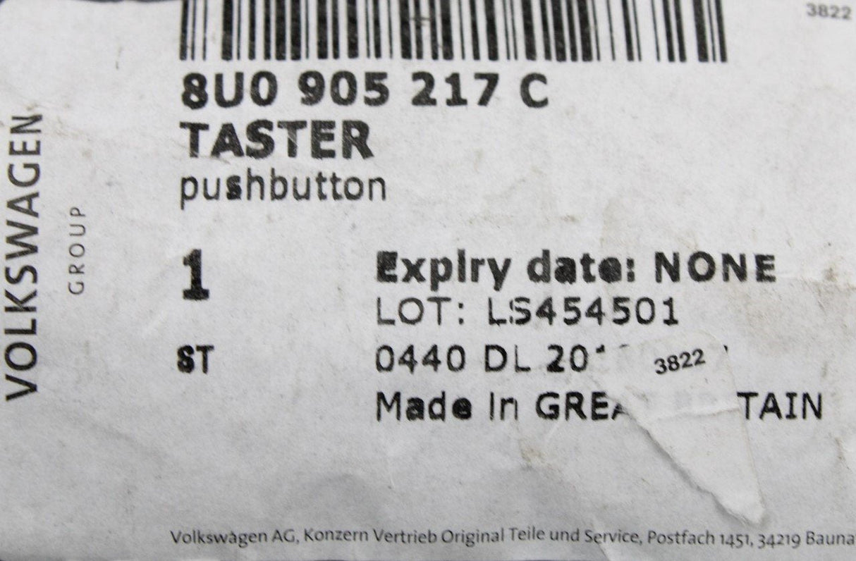Audi Q2 SQ2 2017-on engine start/stop button in chrome 8U0905217C