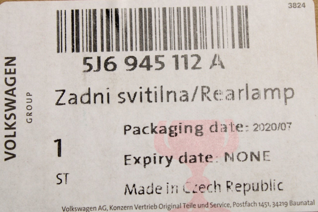 Skoda Fabia 5J 2007-15 RHD rear tail light (right) 5J6945112A
