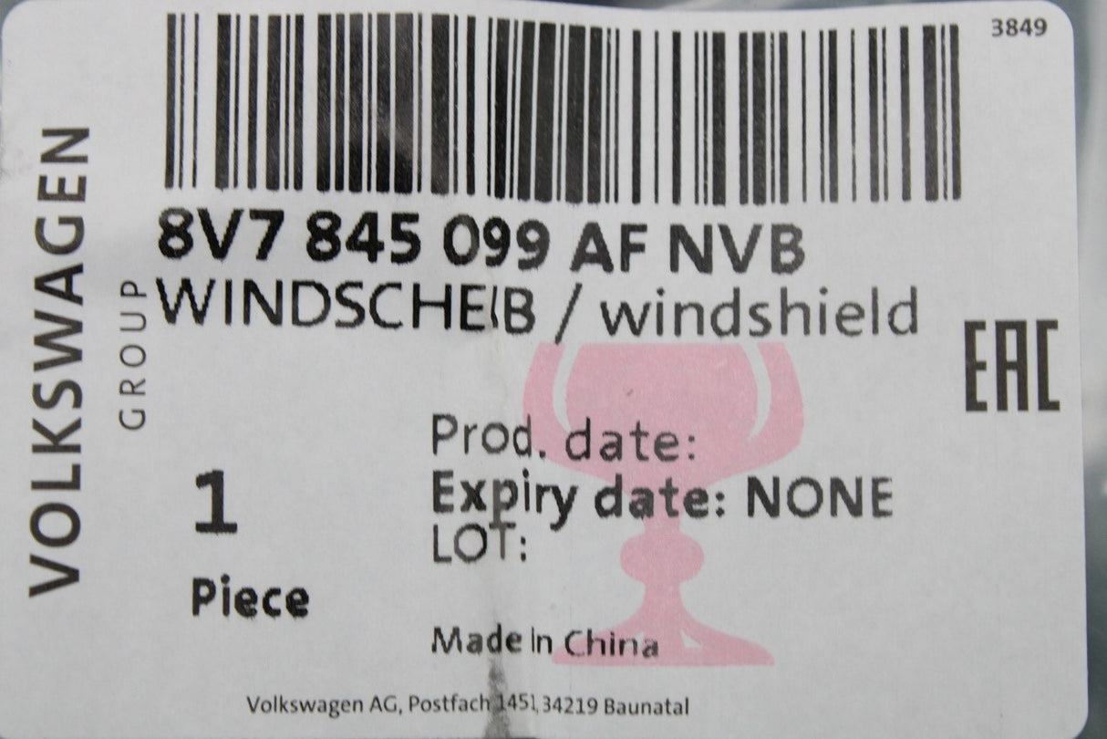 Audi A3 Cabriolet 2015-2021 front windscreen glass 8V7845099AF NVB