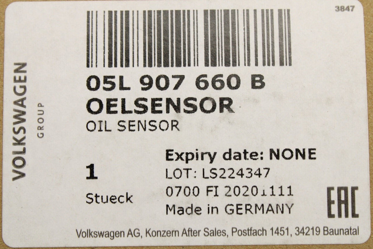 VW Golf MK8 A3 Leon Octavia 2.0 TDI engine oil level sensor 05L907660B
