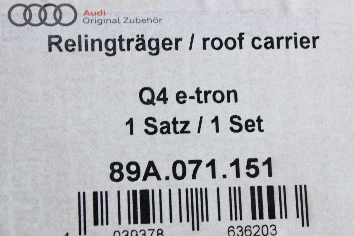 Audi Q4 e-tron 2021-on accessory roof bars to fit roof rails 89A071151