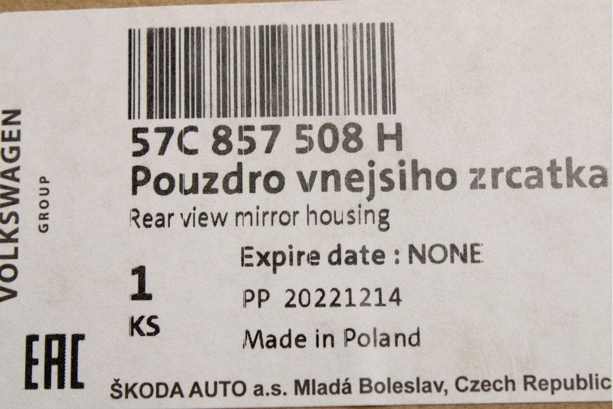 Skoda Karoq 18-on wing mirror housing (right) 57C857508H
