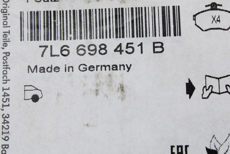 VW Touareg 7L 2006-10 rear brake pads for 330mm rear disc 7L6698451B