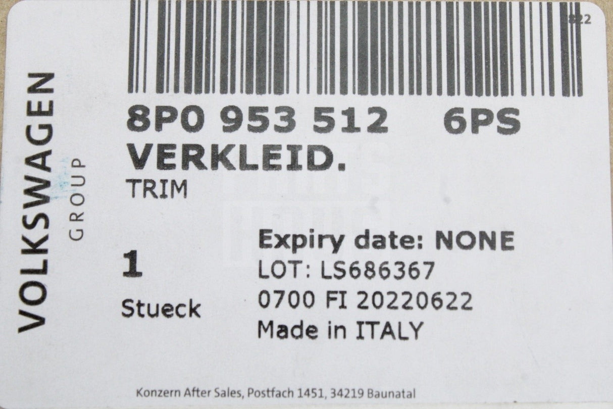Audi A3 S3 RS3 2004-2013 lower steering column trim 8P0953512 6PS