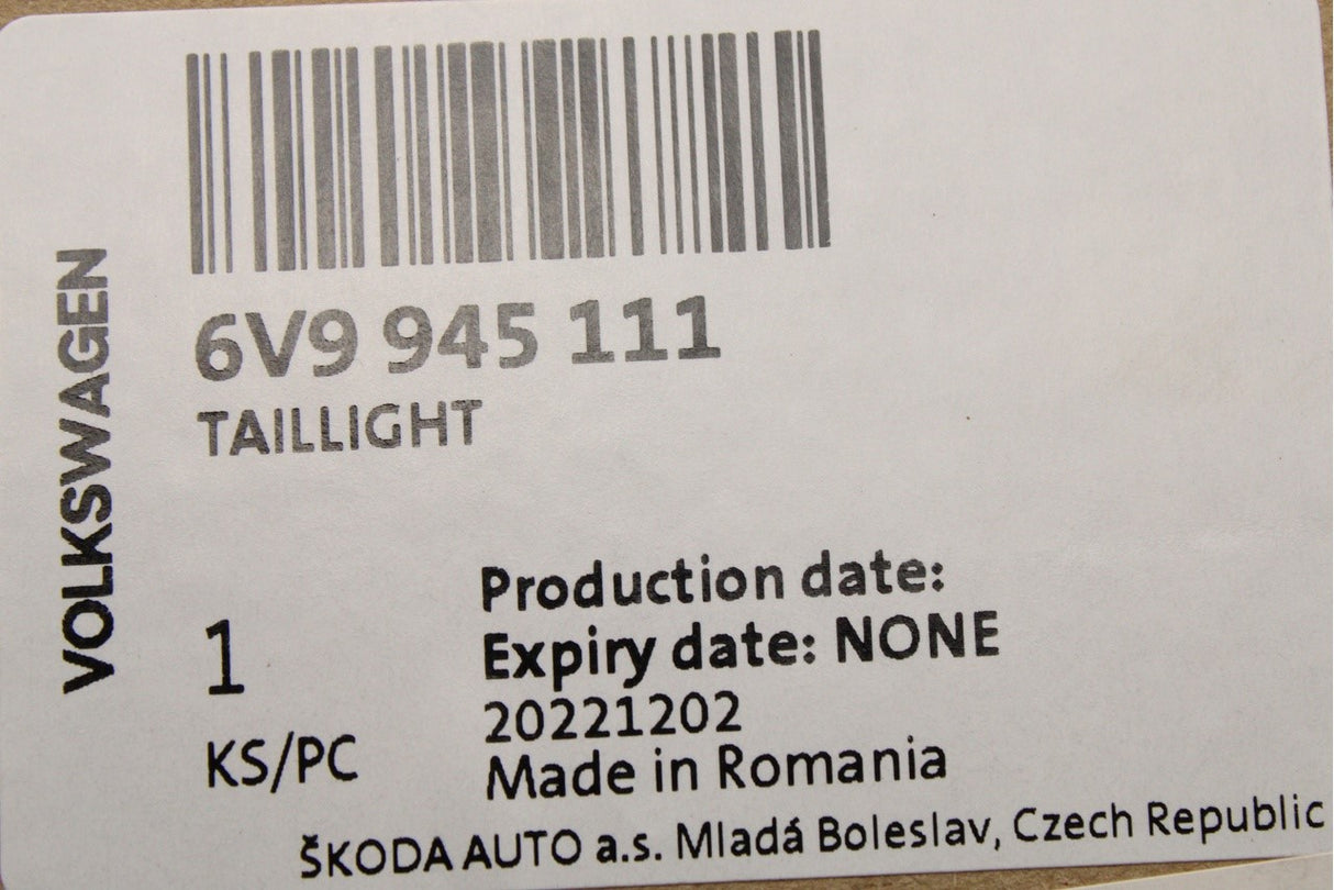 Skoda Fabia Estate 6V 2015-21 rear tail light (left) 6V9945111