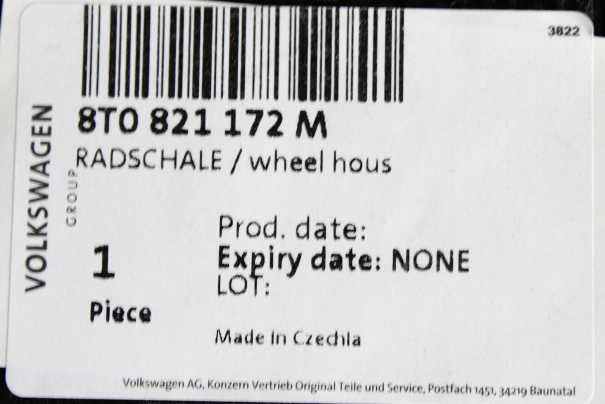 Audi A5 S5 2012-2016 front wheel arch liner (right) 8T0821172M