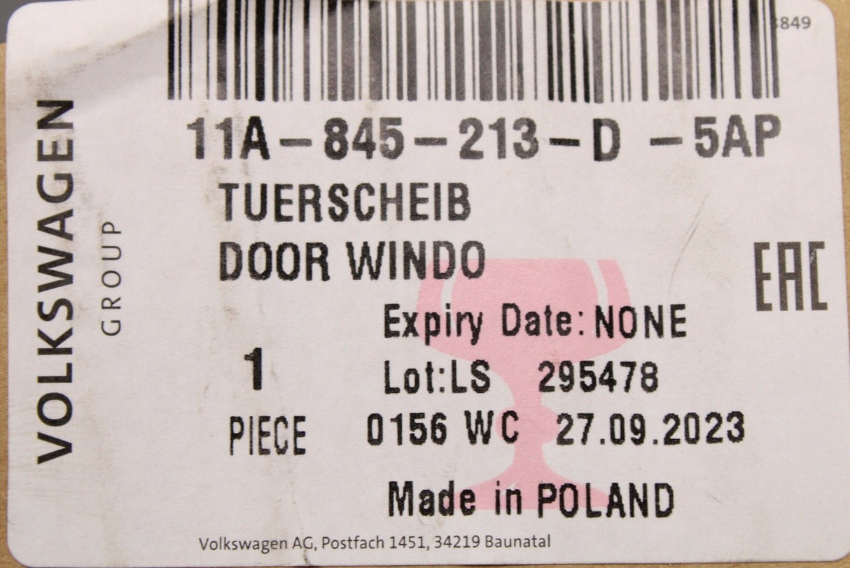 Volkswagen ID.4 ID.5 21-on rear door fixed window (left) 11A845213D 5AP