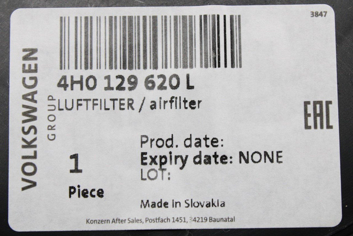 Audi A8 S8 2010-2017 2.0 3.0 4.0 air filter element 4H0129620L