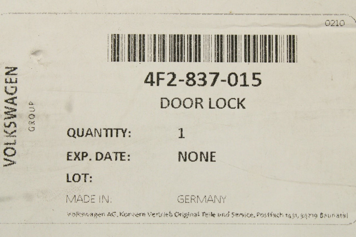 Audi A3 8P RS3 A6 RS6 A8 R8 RHD front door lock (left) 4F2837015