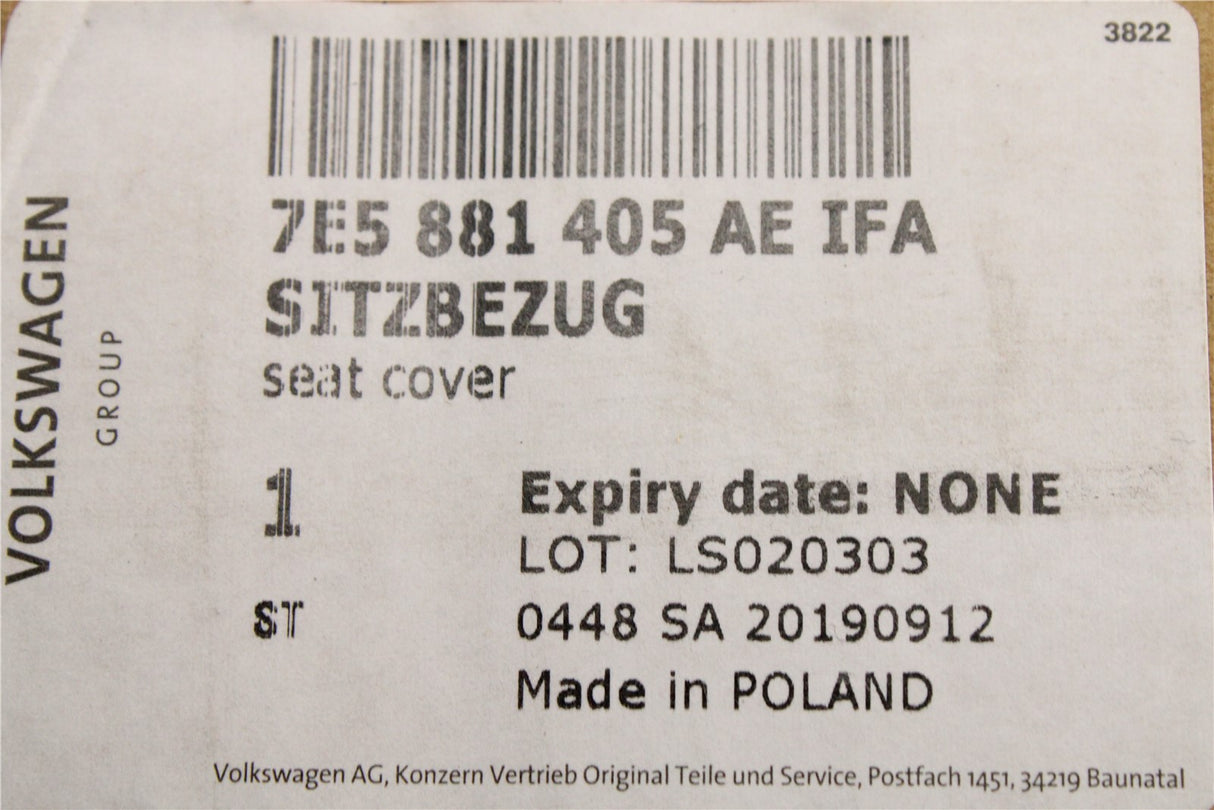 VW Transporter 2012-15 seat cover & heater element (left) 7E5881405AEIFA