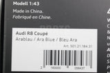 Audi R8 Coupe Ara Blue 1:43 scale model (1 of 999) 5012118431