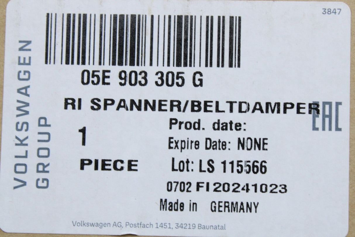 VW Audi Skoda SEAT CUPRA 1.5 TSI auxiliary belt tensioner 05E903305G