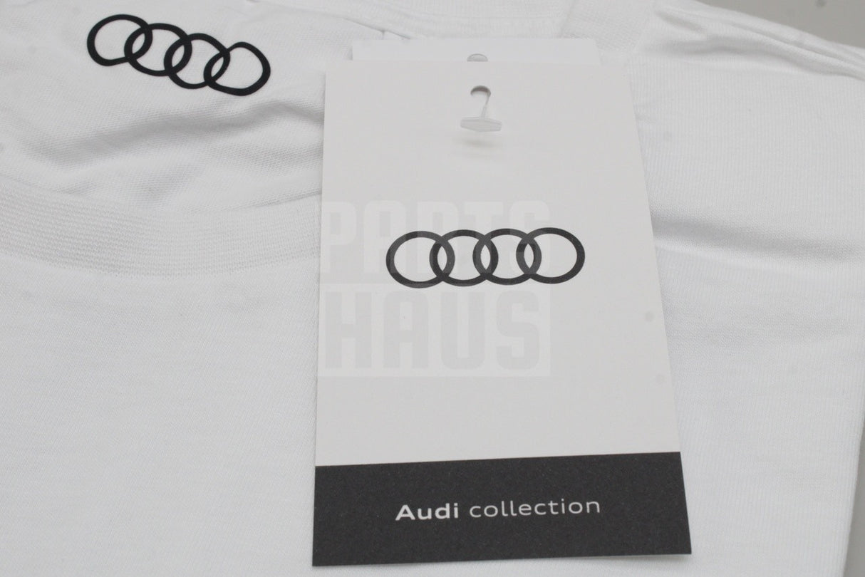 Audi rings logo spray effect white t-shirt (large) 3132200204