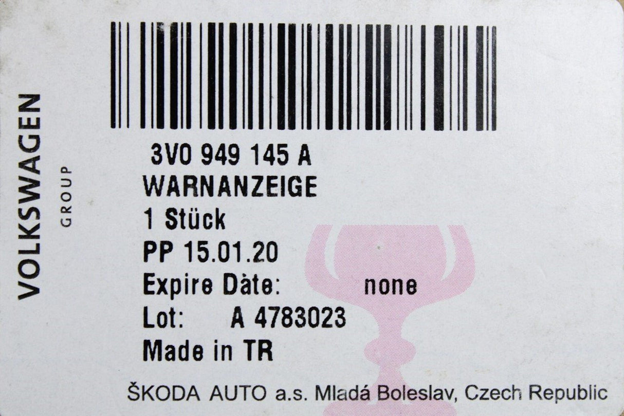 Skoda Superb 15-on warning display lane change assist (left) 3V0949145A