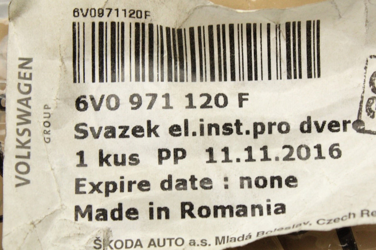 Skoda Fabia 2015-2023 RHD door wiring harness (front right) 6V0971120F