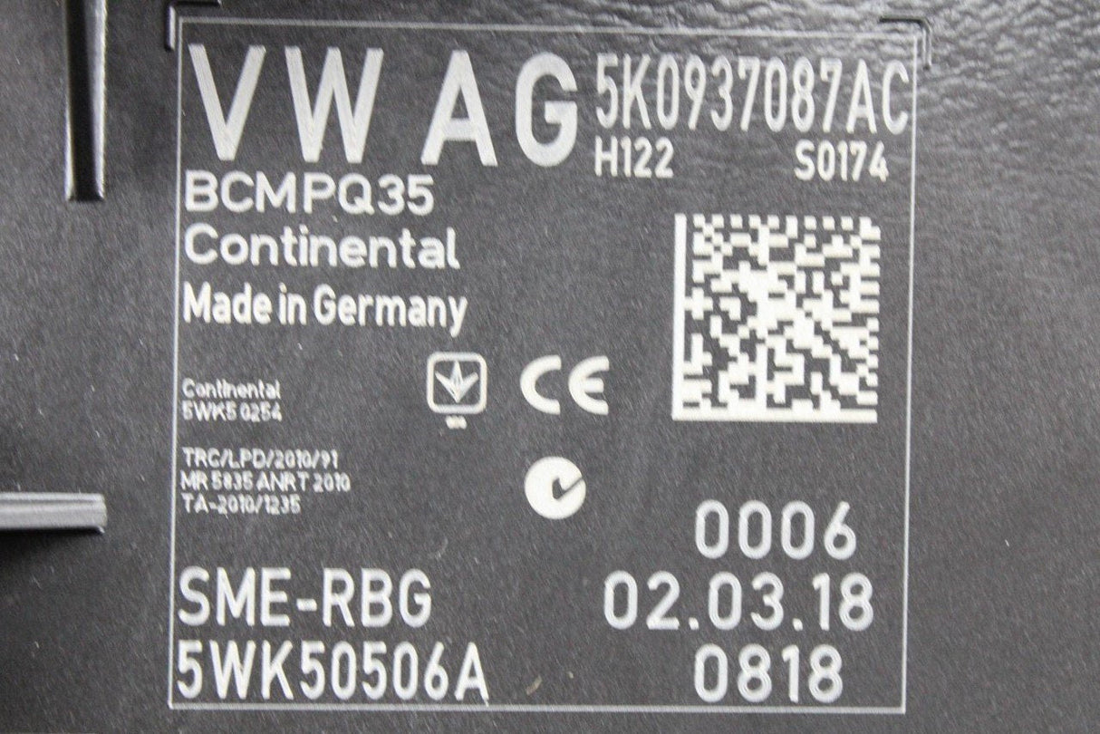 VW Caddy 2011-2015 BCM and OB power supply control unit 5K0937087AC Z12