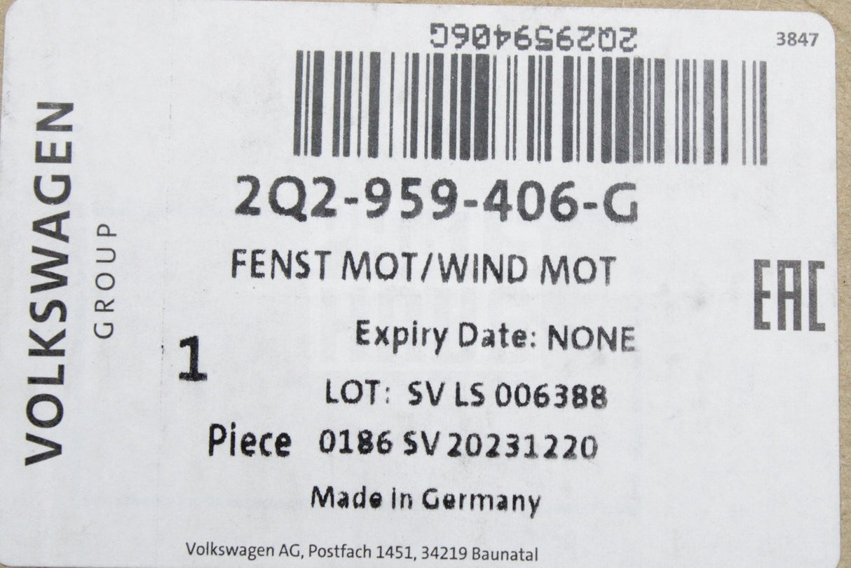 SEAT Arona Ibiza 2018-on window regulator motor (front left) 2Q2959406G