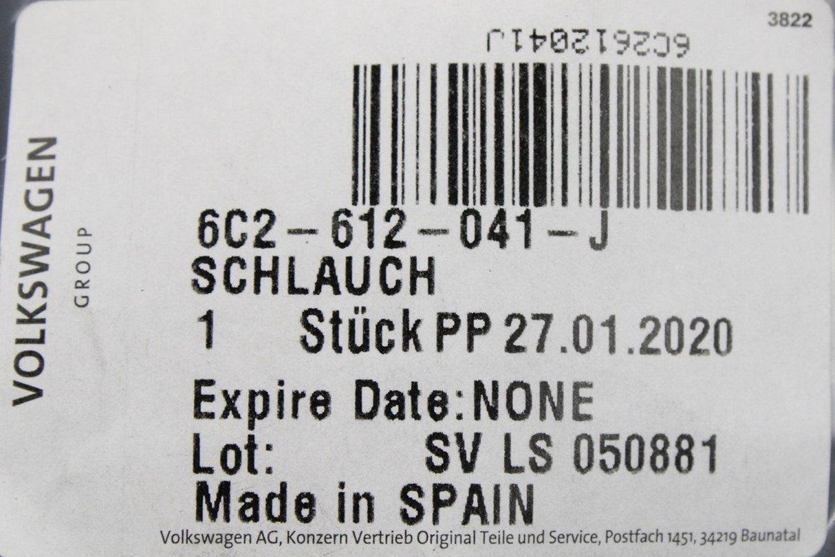 VW Polo 6C Audi A1 SEAT Ibiza vacuum hose for brake servo 6C2612041J