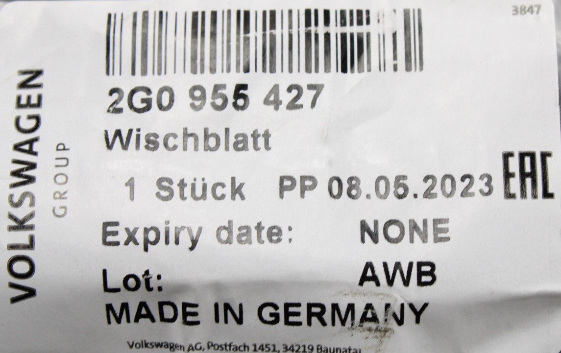 VW Polo AW 2018-on aero wiper blade (rear) 2G0955427