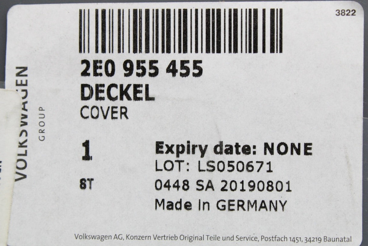 VW Crafter 2006-2016 screen wash water reservoir filler cap 2E0955455