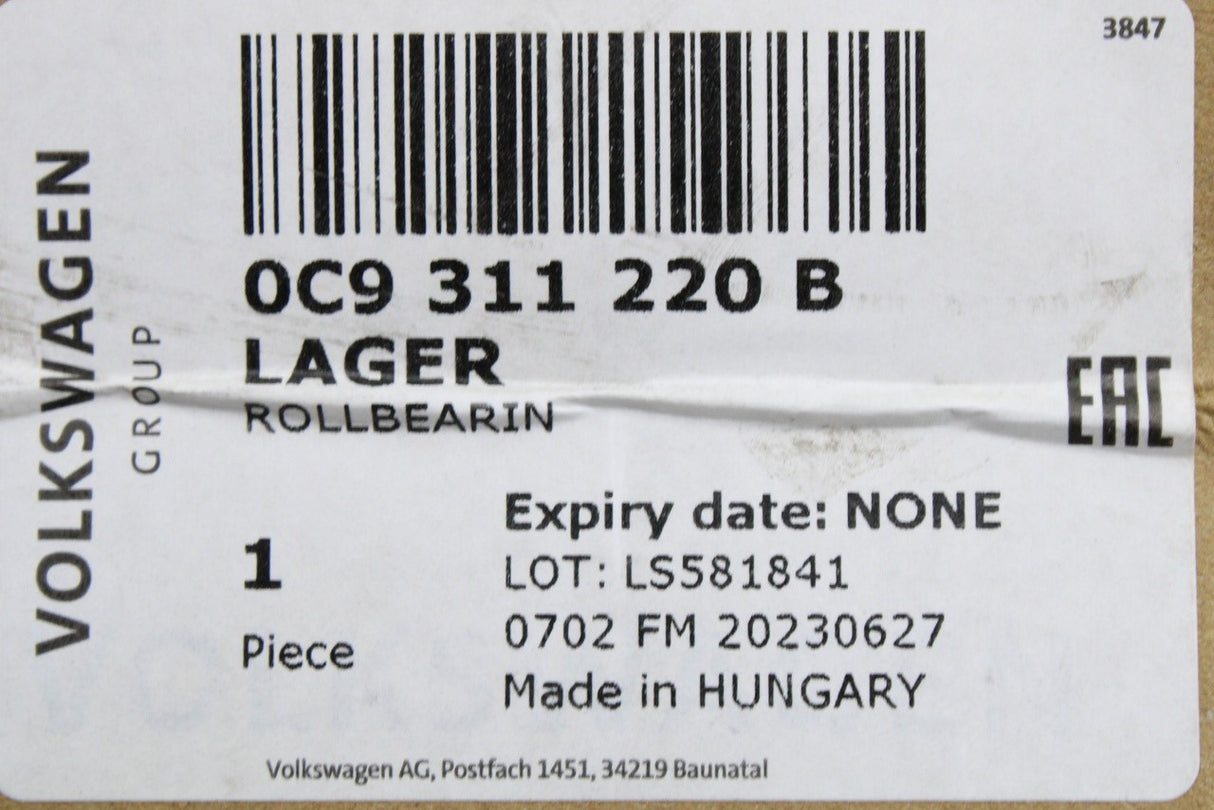 VW Audi Skoda SEAT manual gearbox transmission roller bearing 0C9311220B