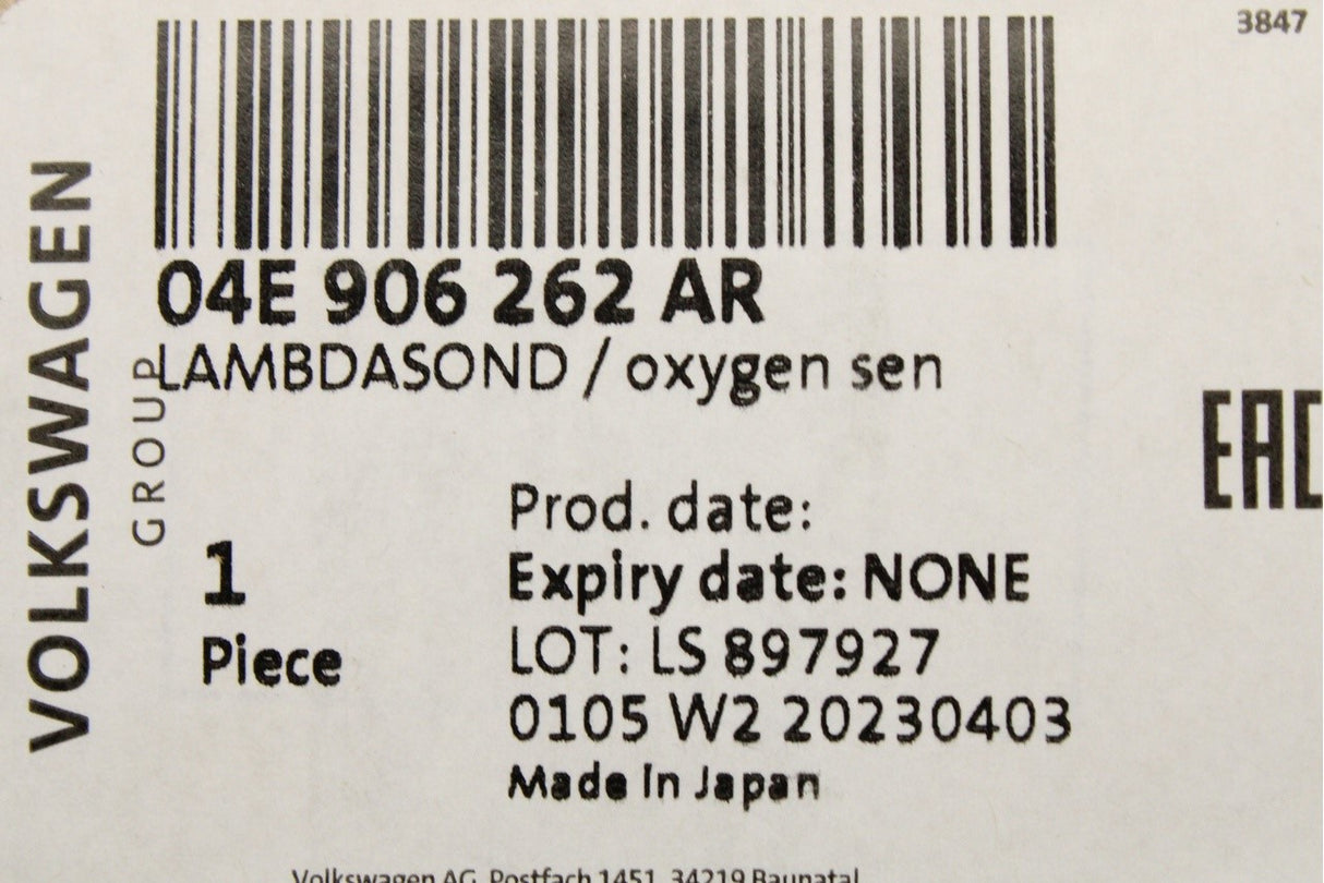 Audi A1 19-on A3 8V Q2 Q3 1.2 1.4 TSI lambda sensor 04E906262AR