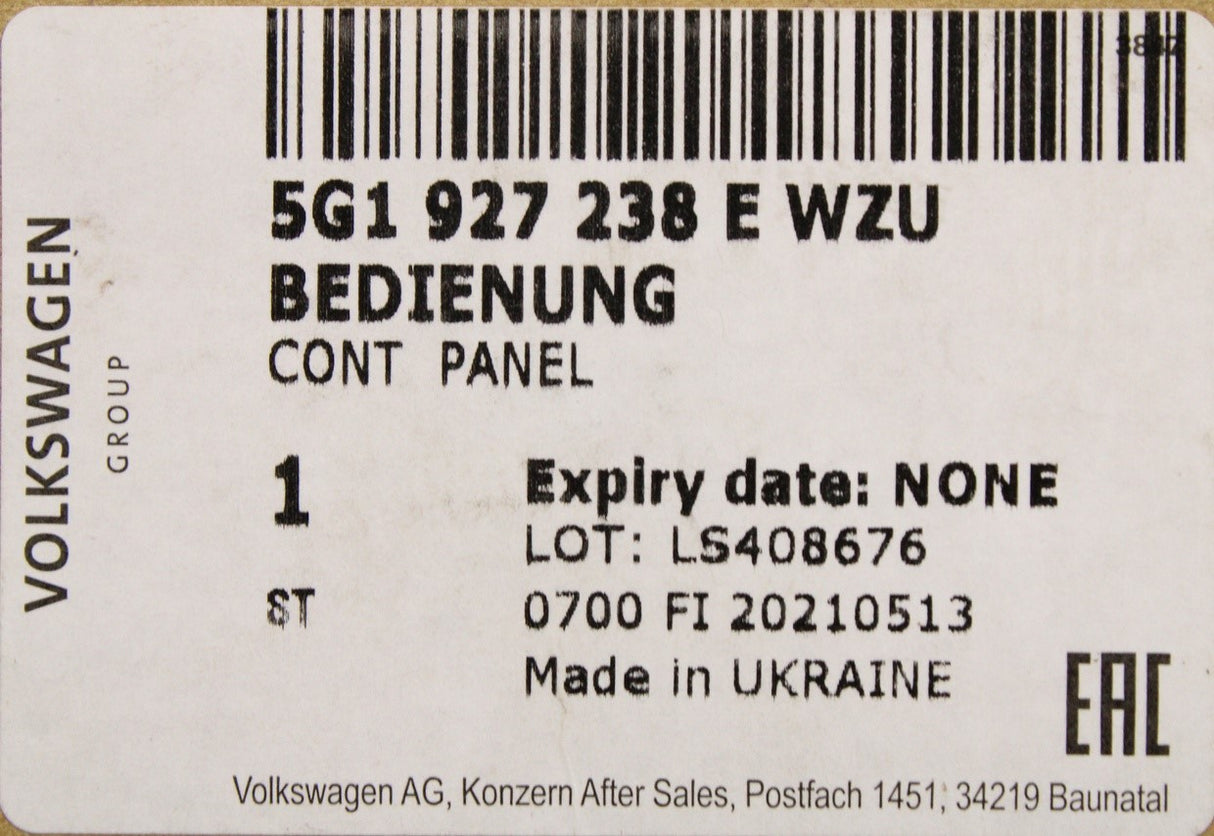 VW Golf MK7 MK7.5 13-20 centre console parking aid switch 5G1927238E WZU