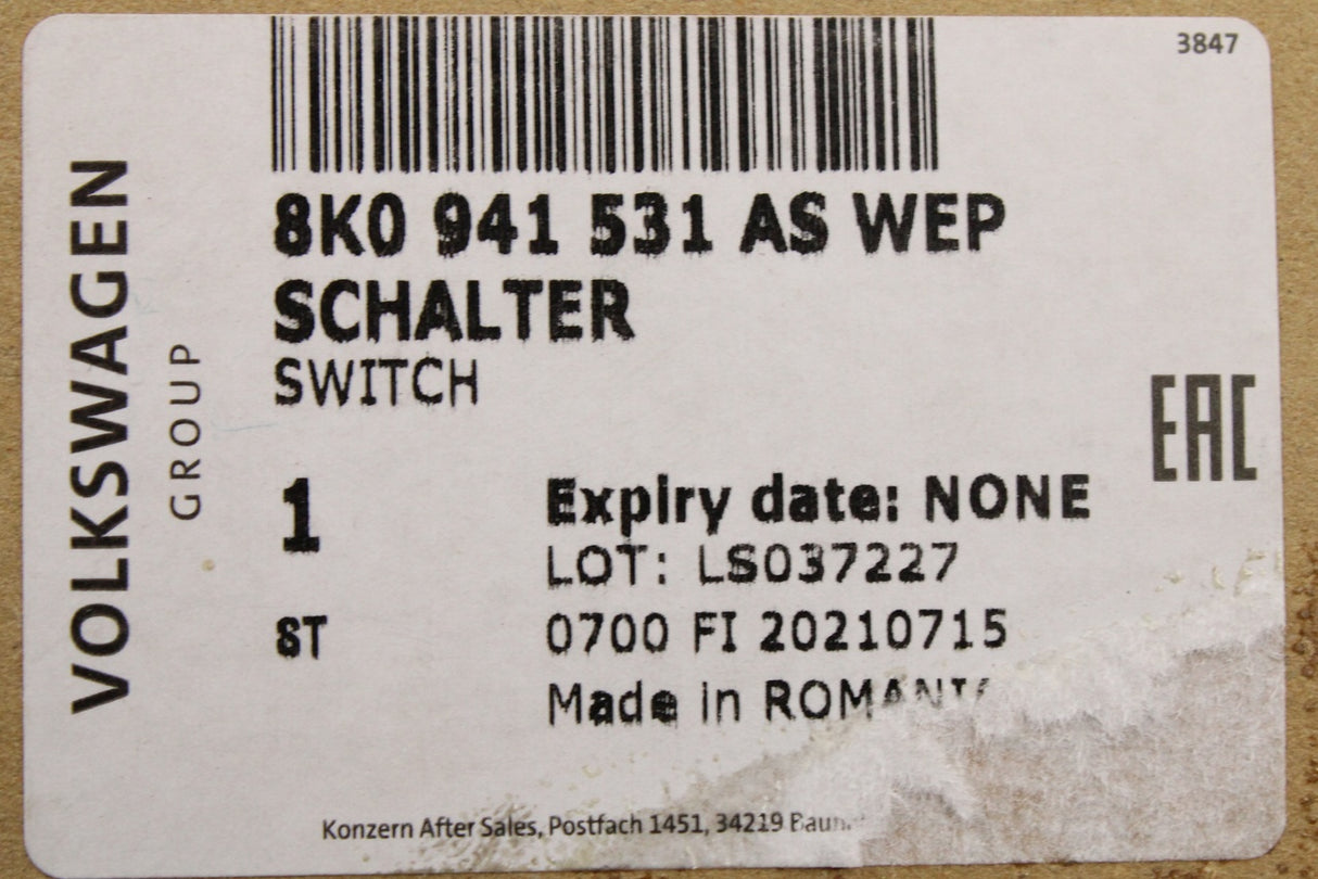 Audi A4 S4 A5 S5 Q5 headlight control switch 8K0941531AS WEP