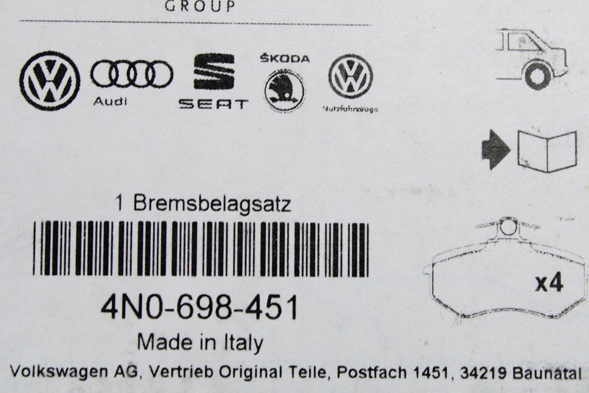 Audi A6 A7 2019-on A8 2018-on rear brake pads for 330mm discs 4N0698451