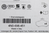Audi A6 A7 2019-on A8 2018-on rear brake pads for 330mm discs 4N0698451