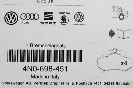 Audi A6 A7 2019-on A8 2018-on rear brake pads for 330mm discs 4N0698451