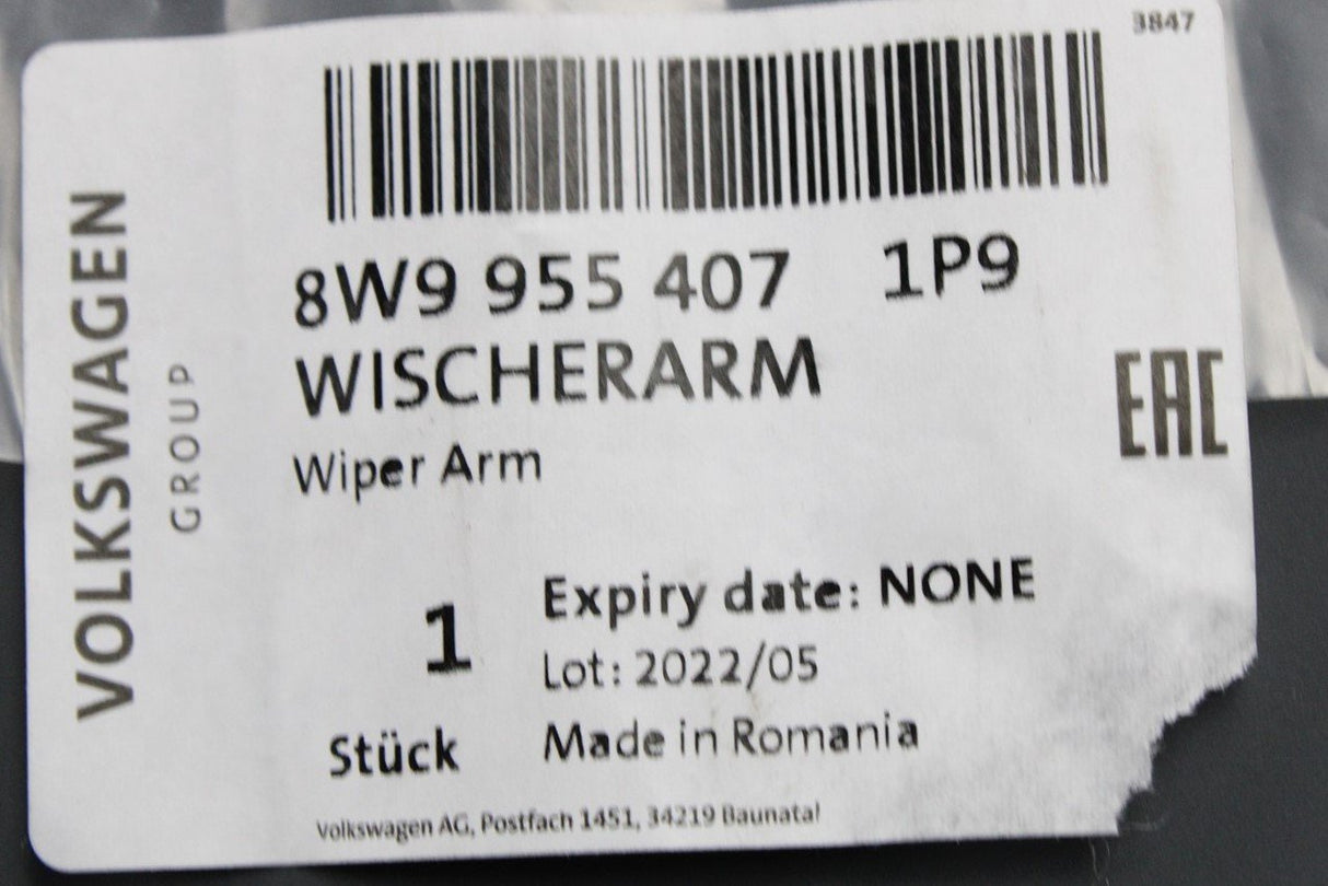 Audi A4 S4 RS4 Q3 RSQ3 wiper arm (rear) 8W9955407 1P9
