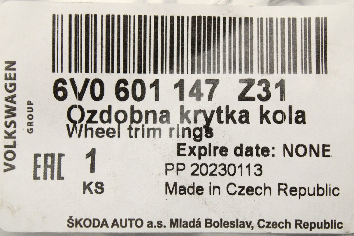 Skoda Fabia 2015-23 Rapid 2013-22 14" wheel trim ring (x1) 6V0601147 Z31